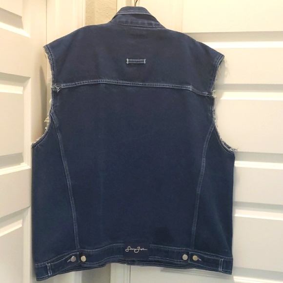 Sean John Sleeveless XL Denim Vest Raw Edge Sleeve - Picture 2 of 9